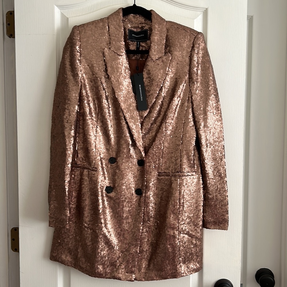 Revolve BCBGMAXAZRIA Sequin Blazer Dress in Gold M BCBG Maxazria - Picture 3 of 5
